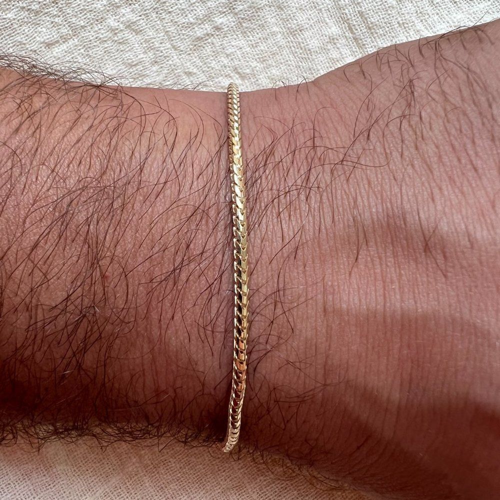 14K real gold 1.6mm Franco RD Chain,Fancy Chain Bracelet perfect gift for anyone